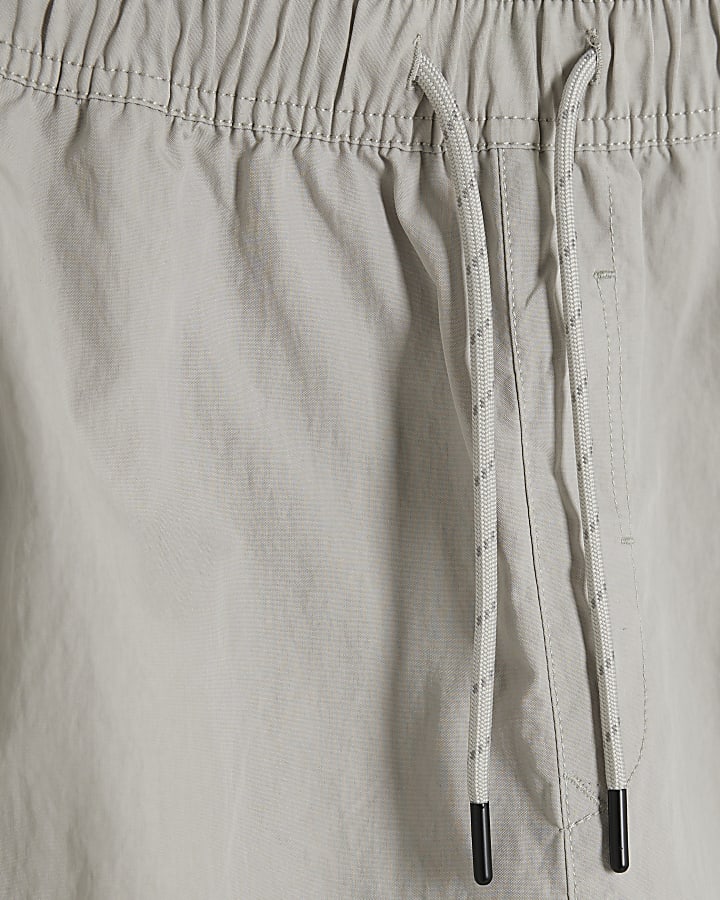 Grey Nylon Cargo Shorts