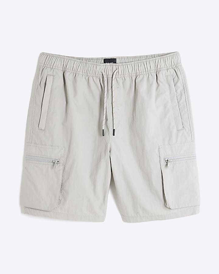 Grey Nylon Cargo Shorts