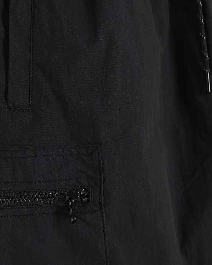 Black Nylon Cargo Shorts