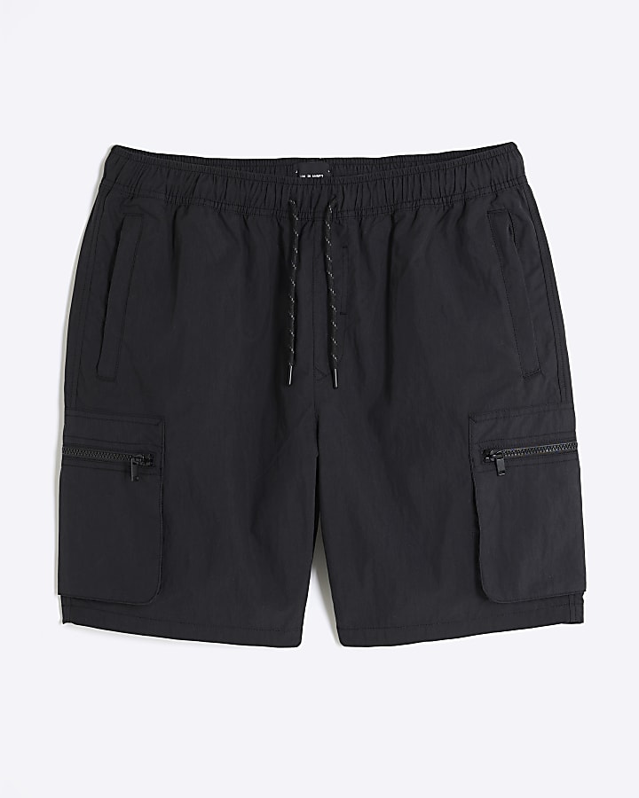 Black Nylon Cargo Shorts