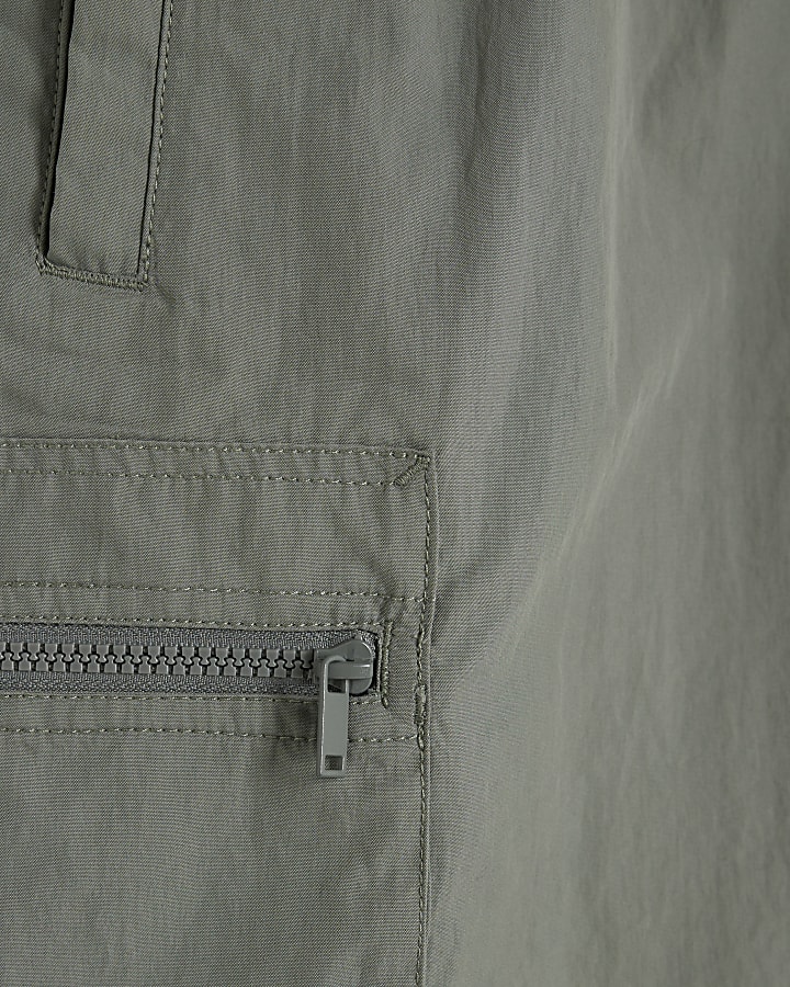 Green Nylon Cargo Shorts
