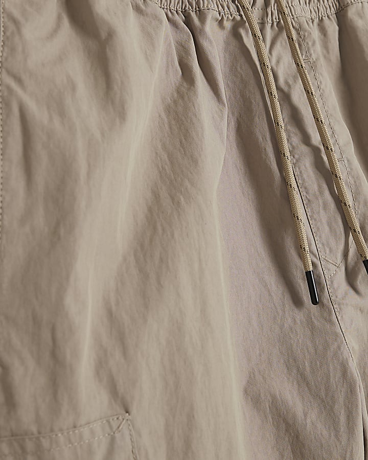 Brown Nylon Cargo Shorts
