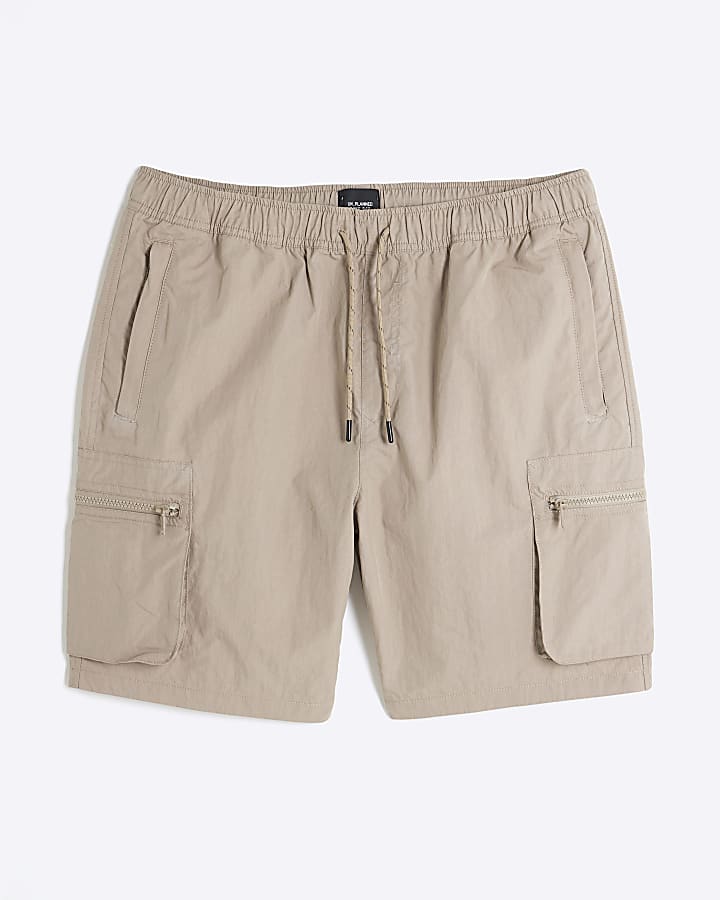 Stone Nylon Cargo Shorts