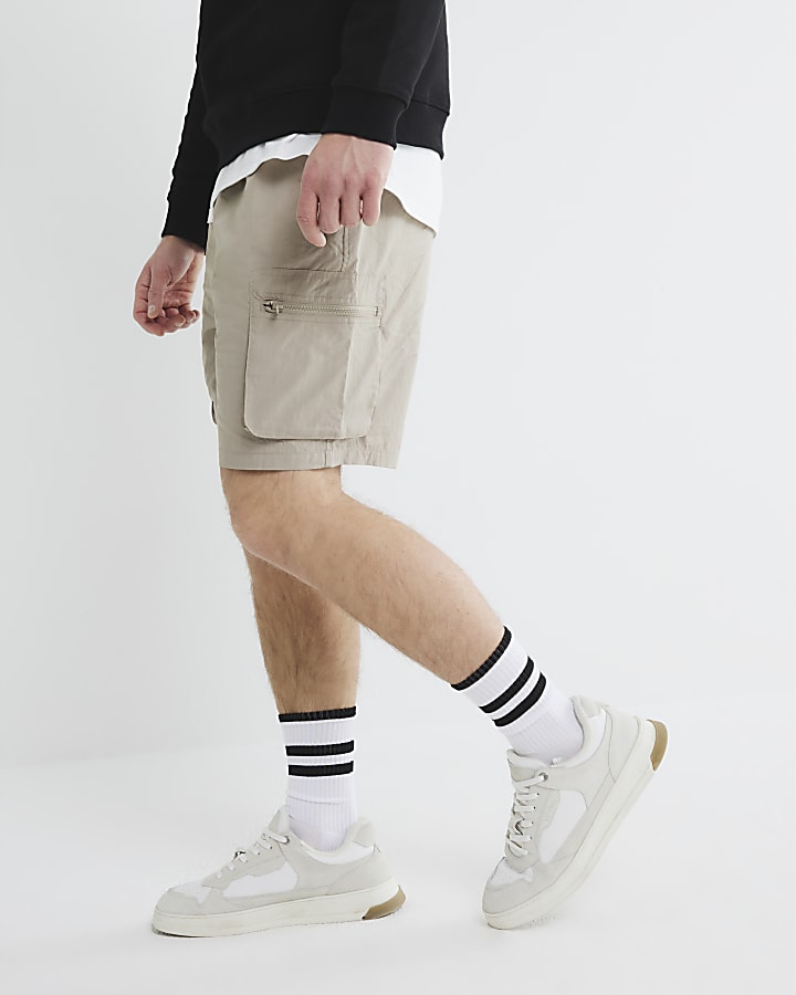 Stone Nylon Cargo Shorts