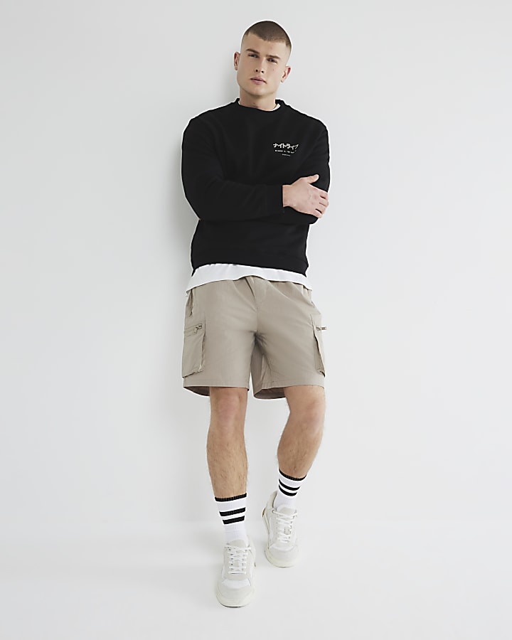 Brown Nylon Cargo Shorts