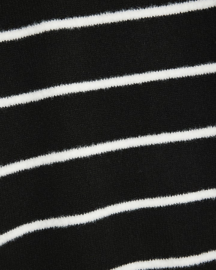 Black Long Sleeve Stripe Brushed Jumper