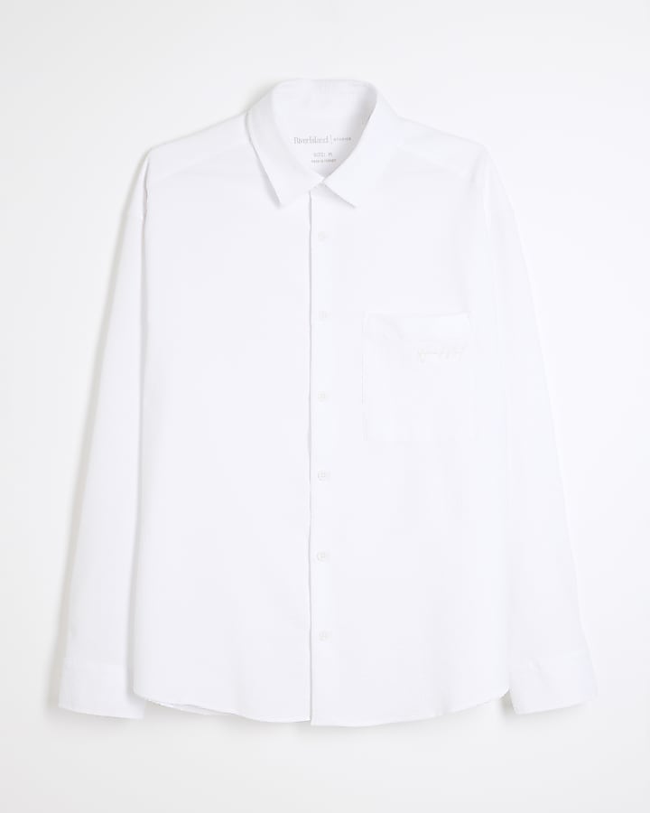 White Long Sleeve Relaxed Seersucker Shirt