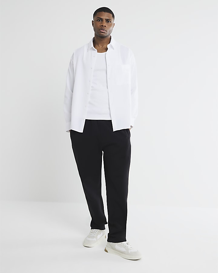 White Long Sleeve Relaxed Seersucker Shirt