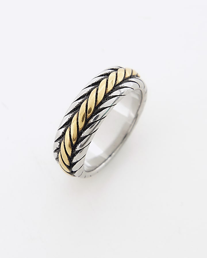 Silver Steel Metal Rope Ring
