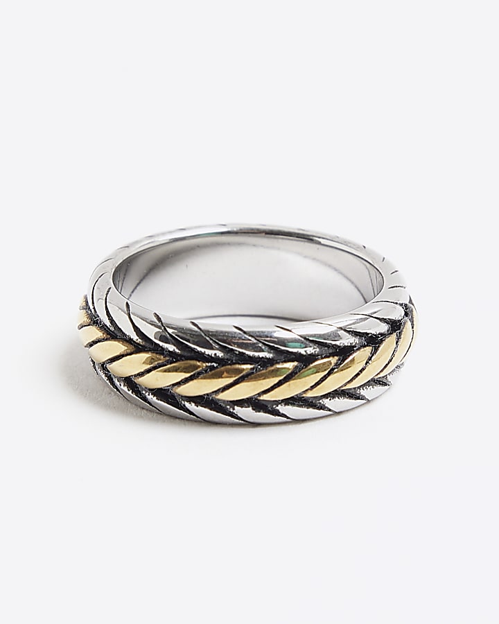 Silver Steel Metal Rope Ring