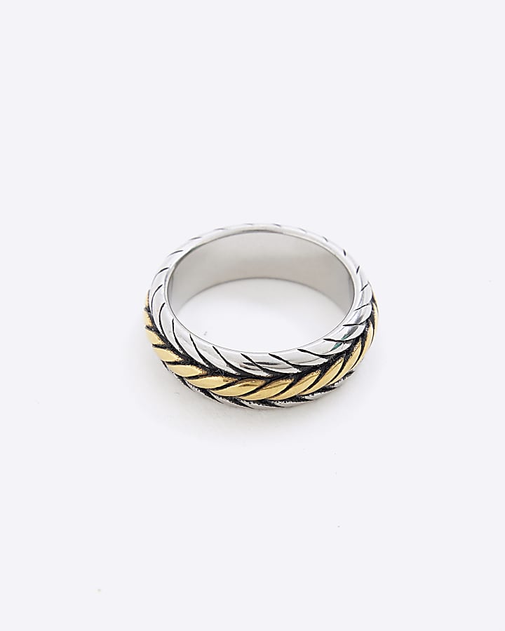 Silver Steel Metal Rope Ring