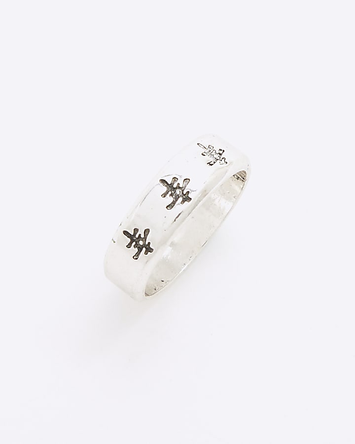 Black ​Japanese Etched Band Ring