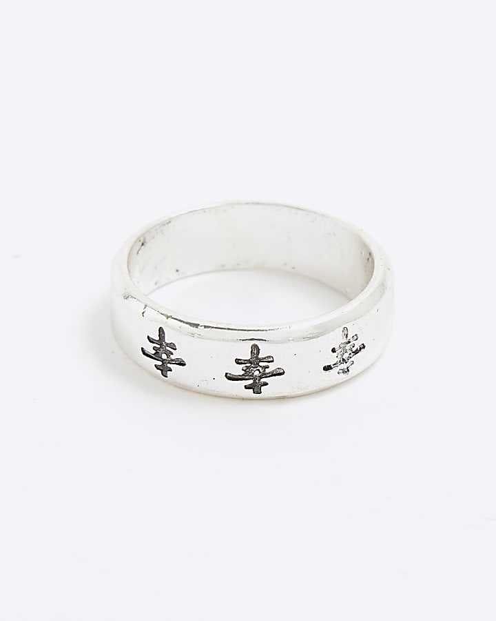 Black ​Japanese Etched Band Ring