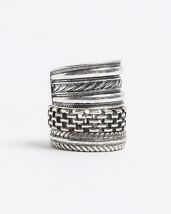 3 Pack Black Chain Woven Rings