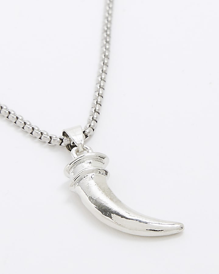 Silver Tusk Pendant Necklace