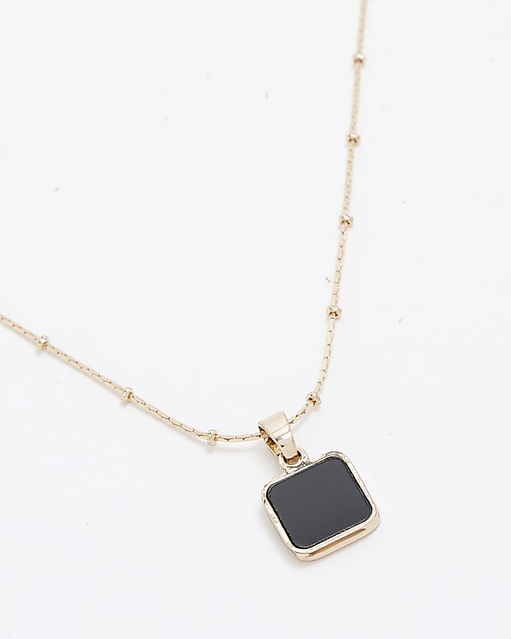 Premium Black Square Stone Necklace