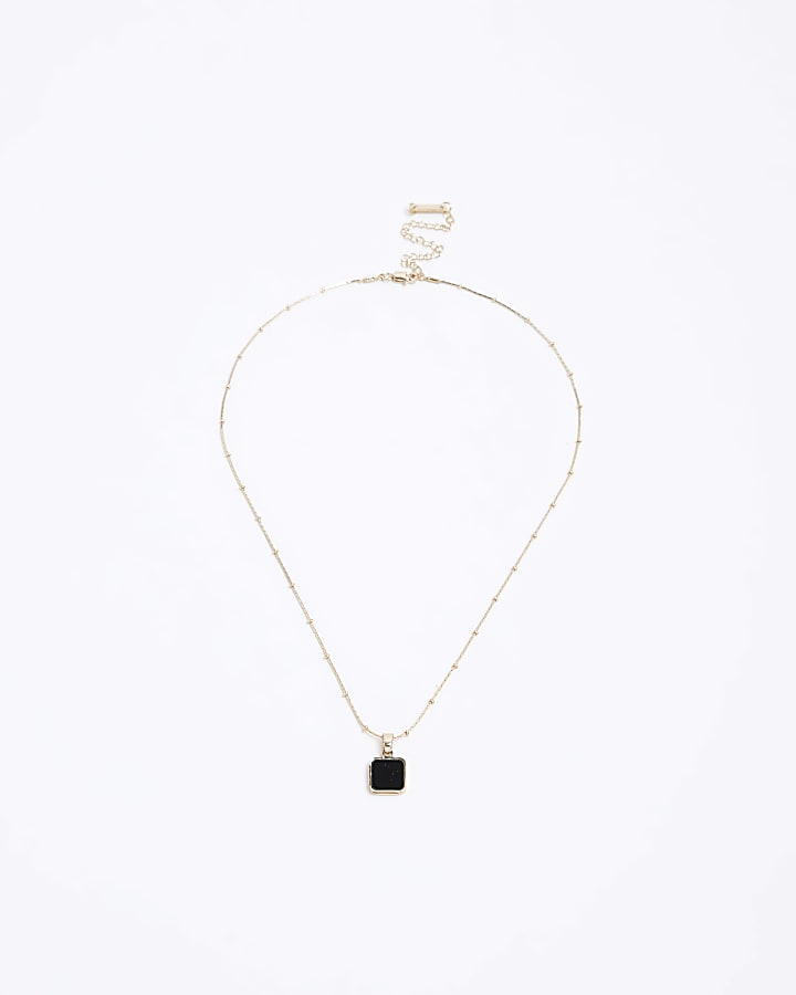 Premium Black Square Stone Necklace