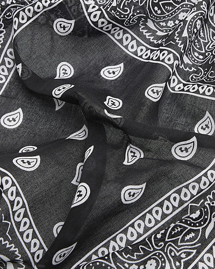 Black Abstract Print Bandana
