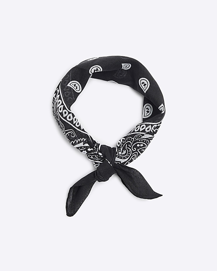 Black Abstract Print Bandana
