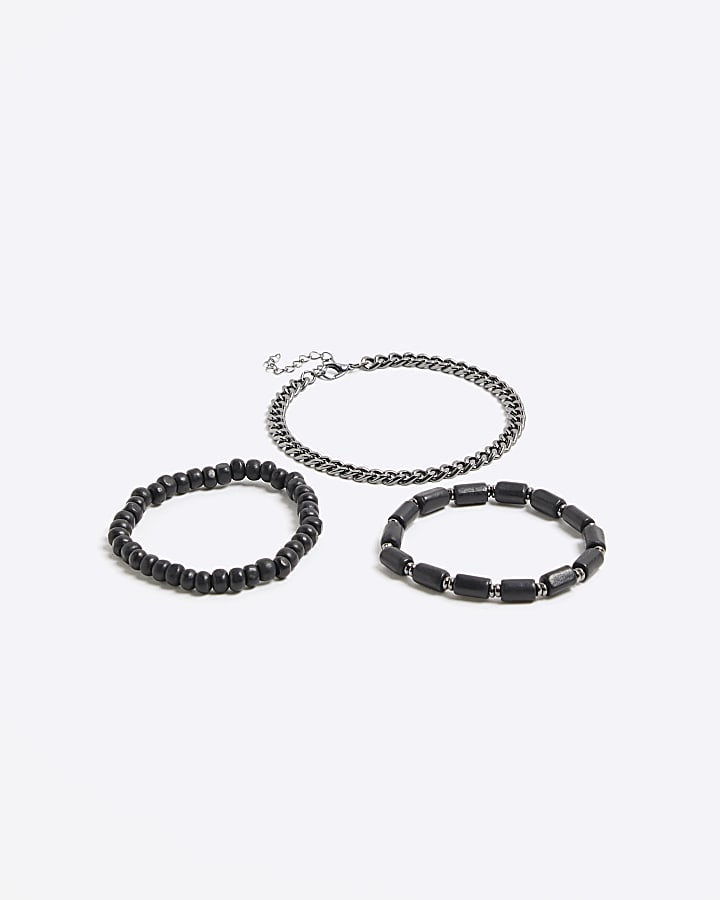 Black 3 Pack Chain Bracelets