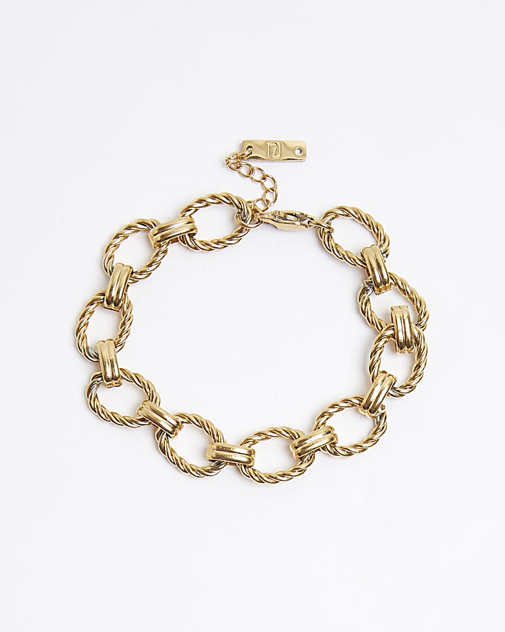 Gold Steel Link Bracelet