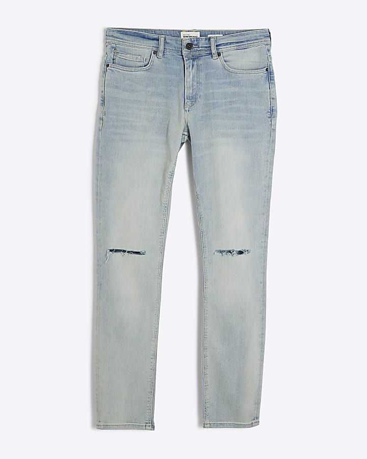 Blue ripped skinny fit jeans