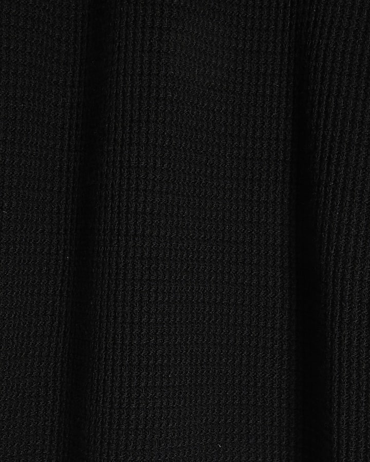 Black Long Sleeve Waffle Knit Jumper