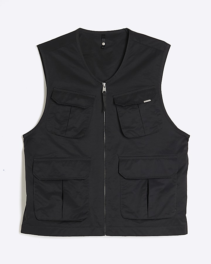 Black Multi Utility Pockets Gilet