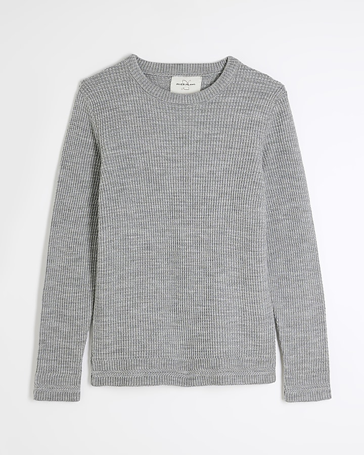 Grey  Long Sleeve Waffle Knit Jumper
