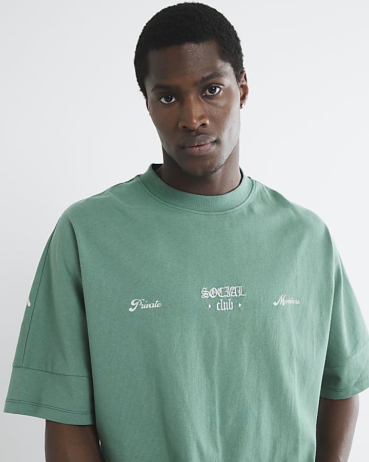 Green Boxy Fit Social Club T-Shirt