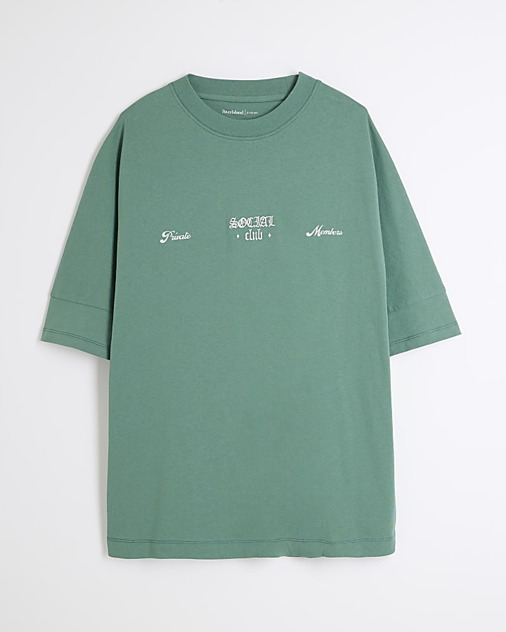 Green Boxy Fit Social Club T-Shirt