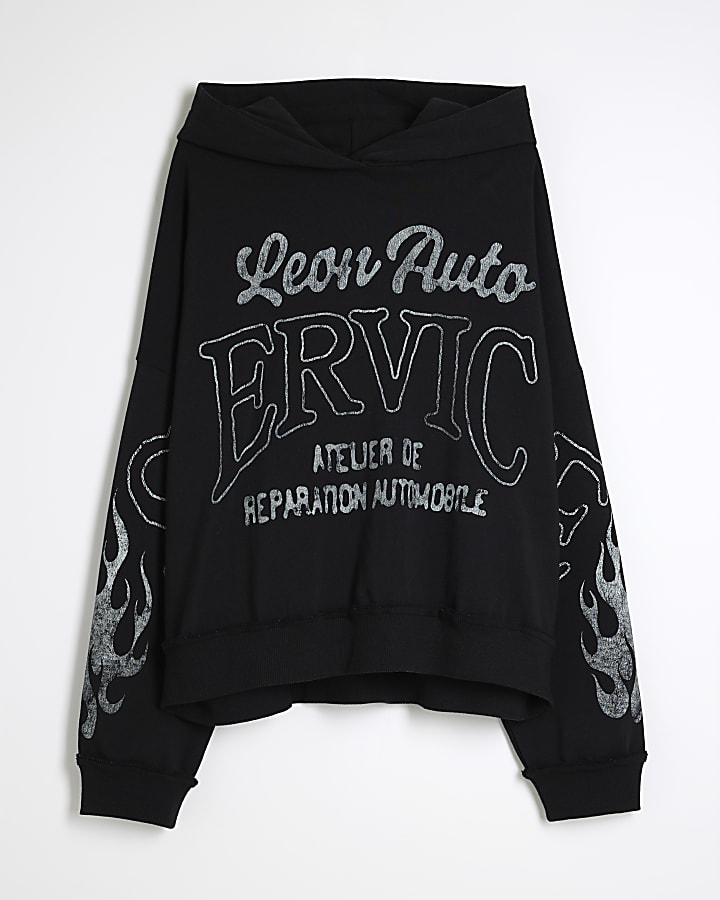 Black Long Sleeve Auto Service Hoodie