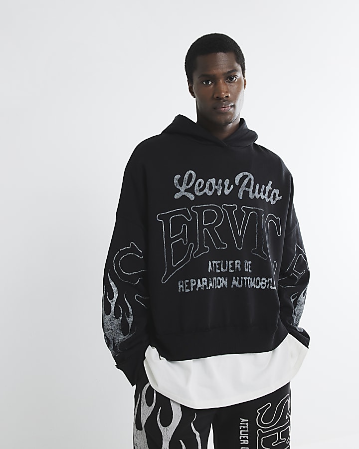 Black Long Sleeve Auto Service Hoodie