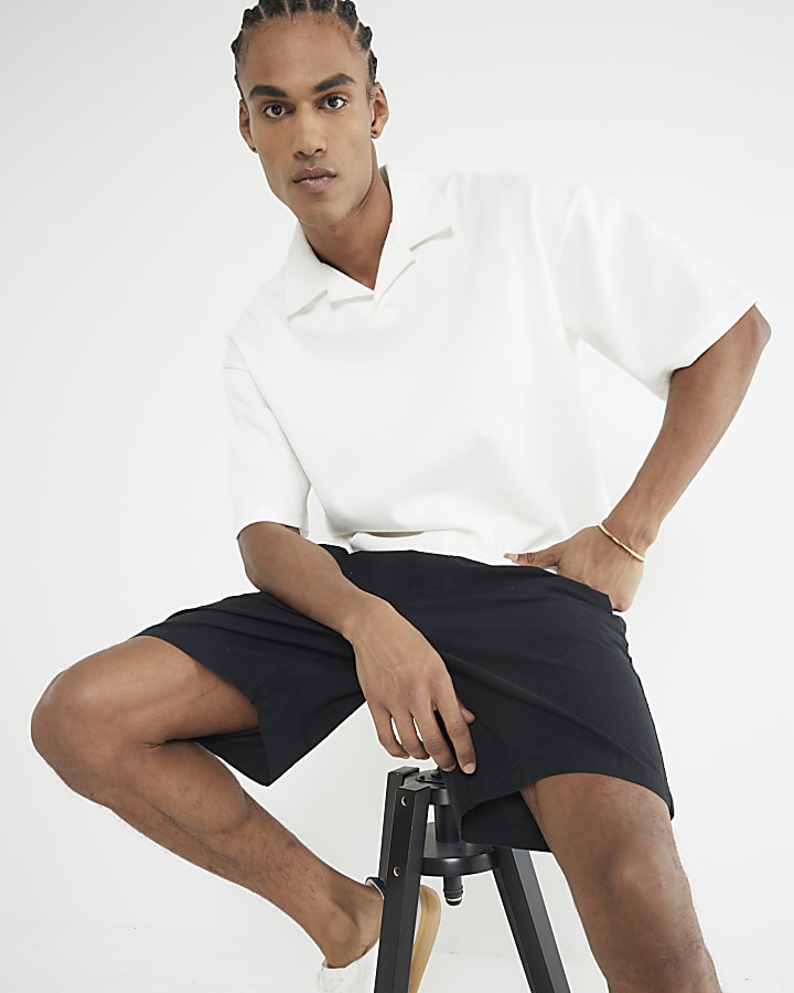 Black Regular Fit Pull On Shorts