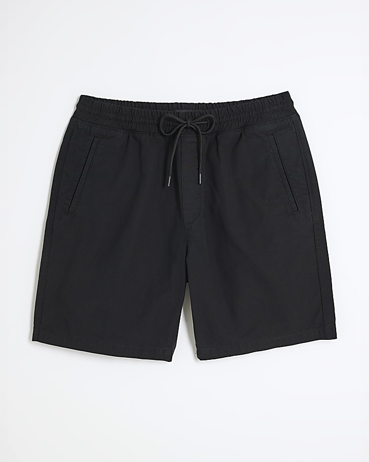 Black Regular Fit Pull On Shorts