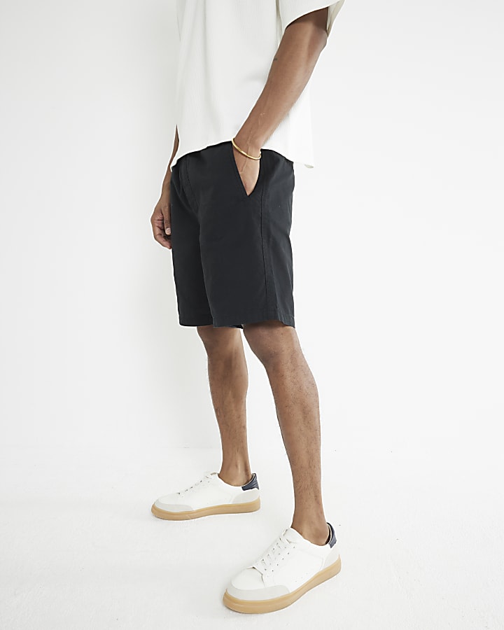 Black Regular Fit Pull On Shorts