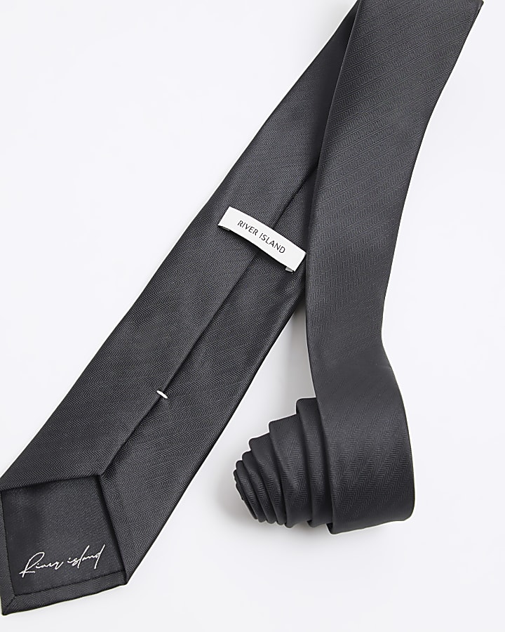 Black Herringbone Tie