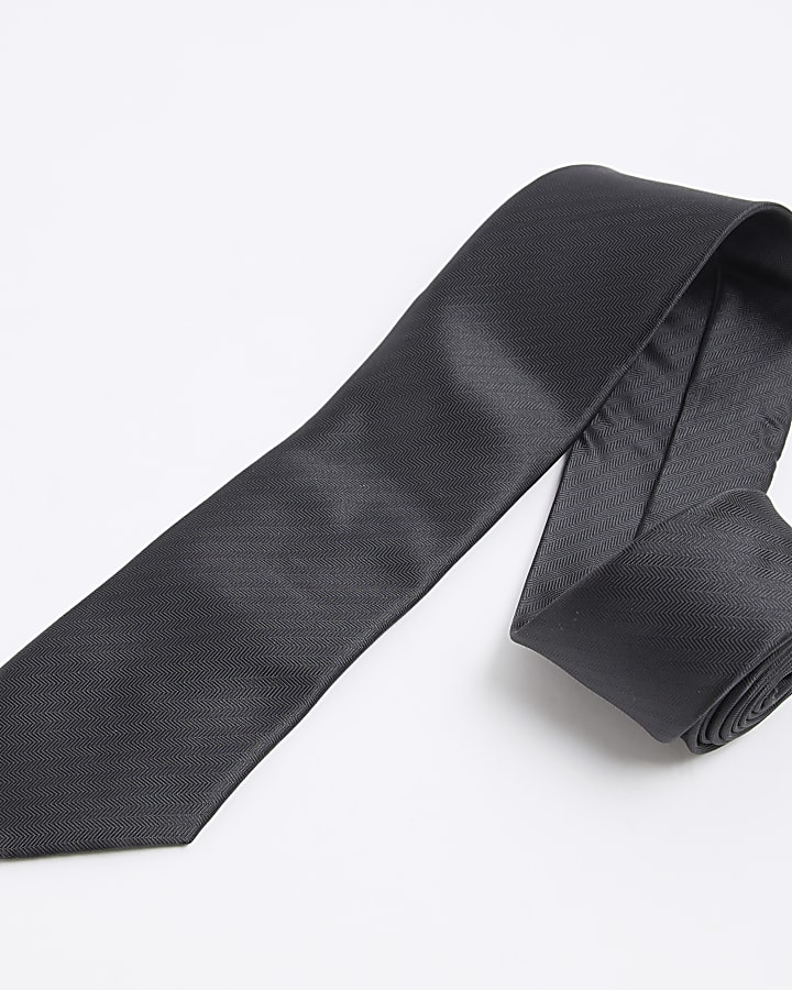 Black Herringbone Tie