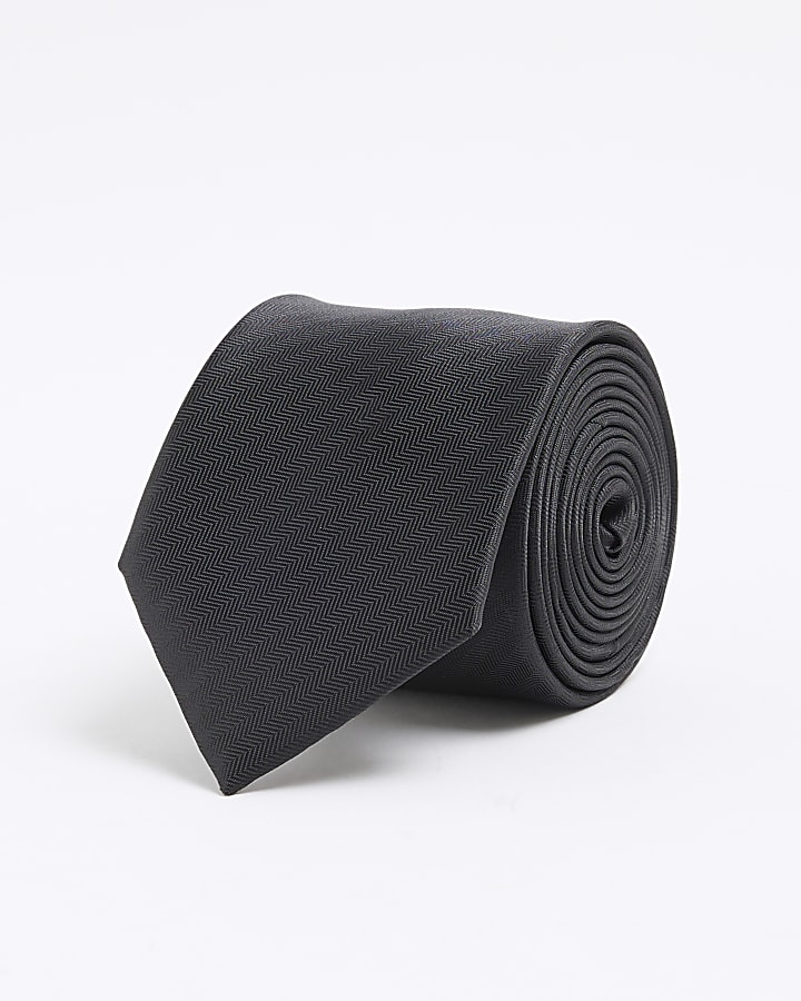 Black Herringbone Tie