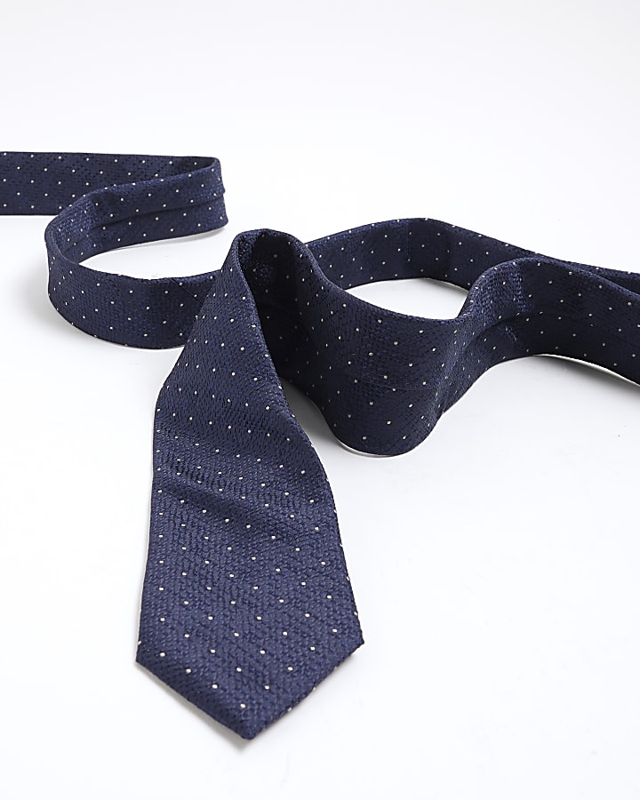 Navy Microdot Tie