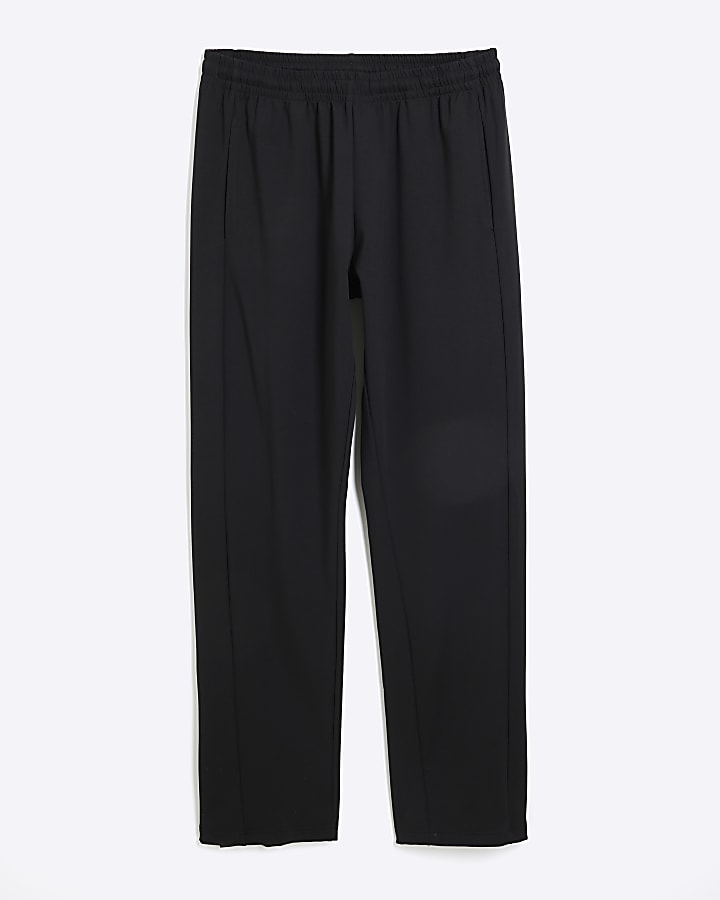 Black Open Hem Popper Jogger