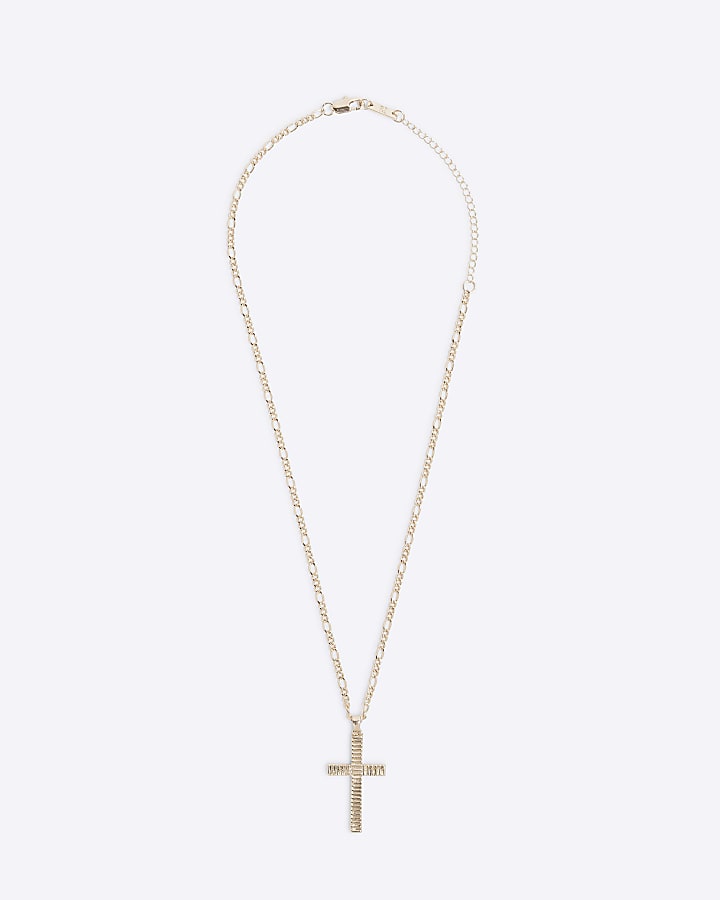 Gold Textured Cross Necklace