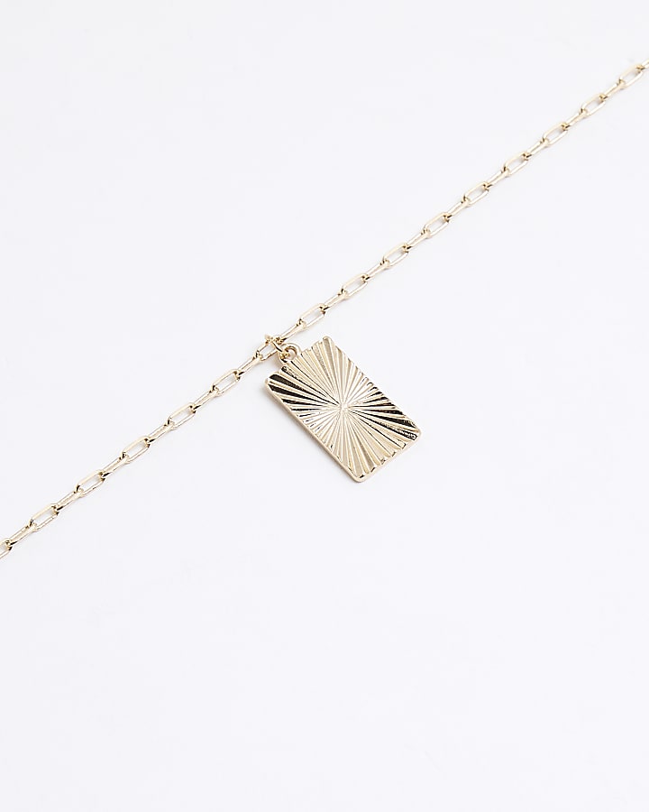 Gold Mini Textured Tag Necklace