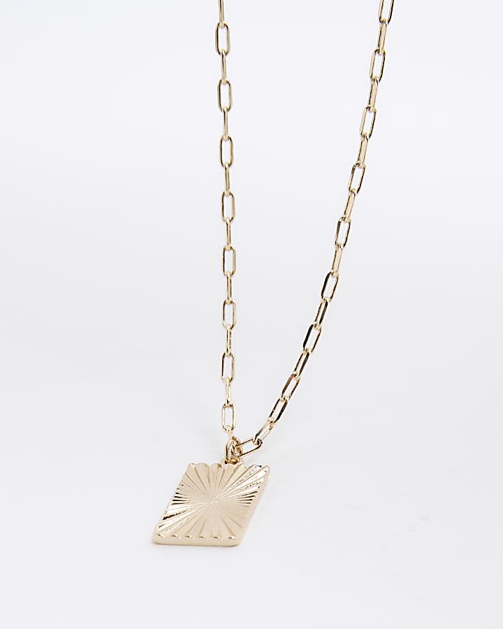 Gold Mini Textured Tag Necklace