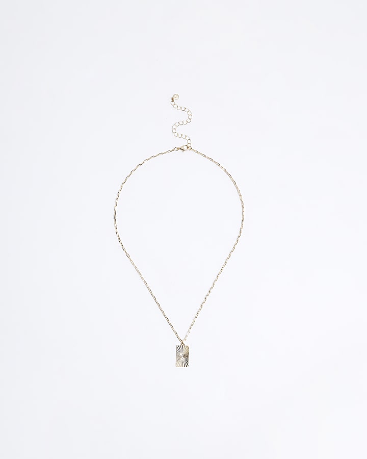 Gold Mini Textured Tag Necklace