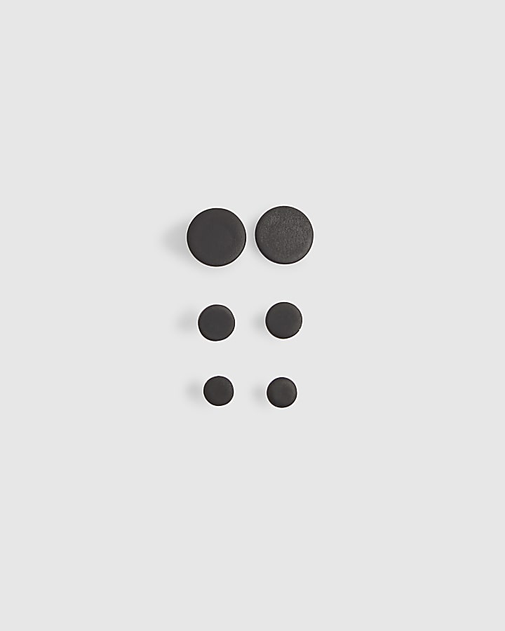 Black Pack Of 3 Stud Earrings