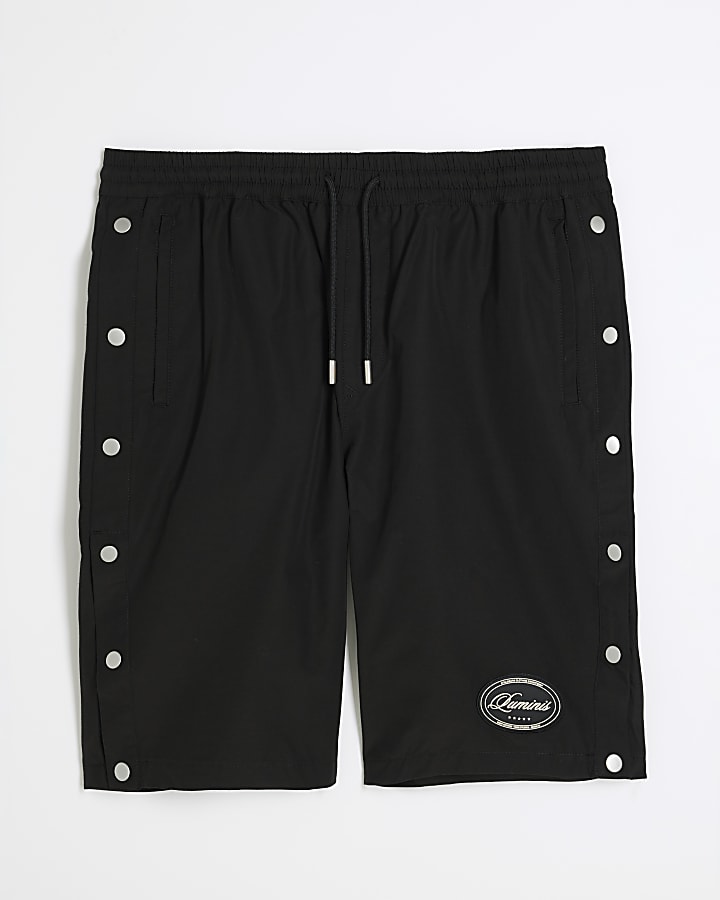 Black Pull On Popper Shorts