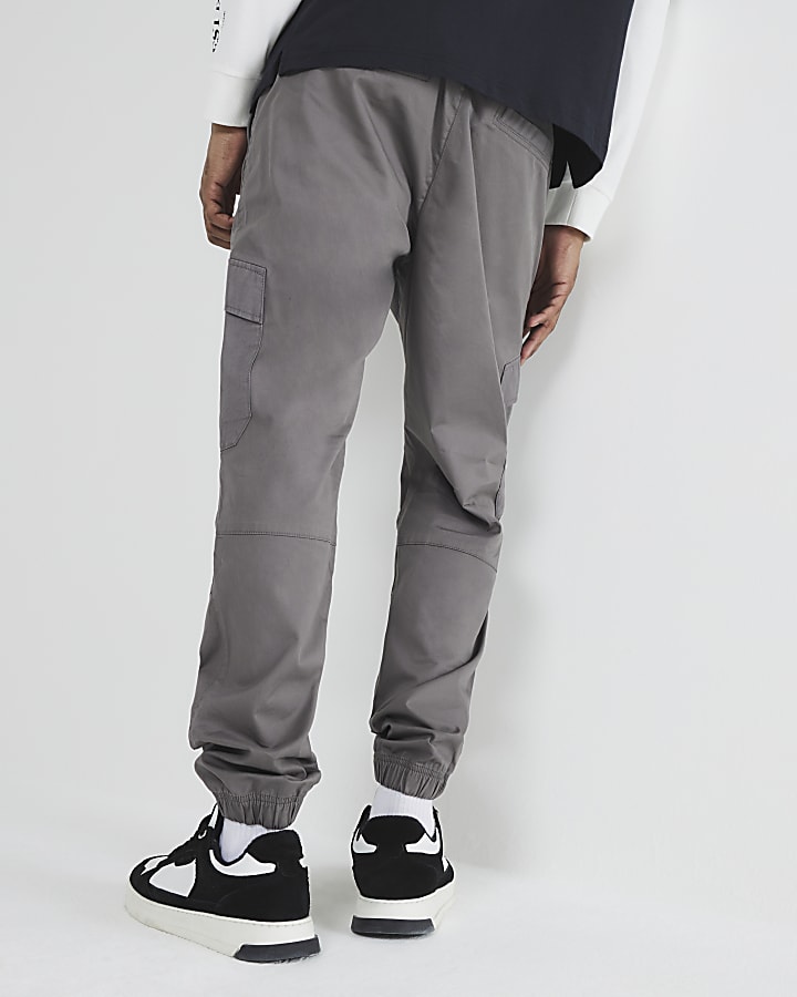 Grey Cuffed Cargo Trousers