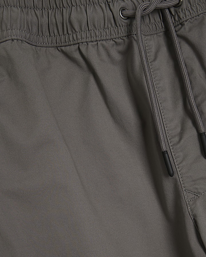 Grey Regular Fit Cuffed Cargo Trousers