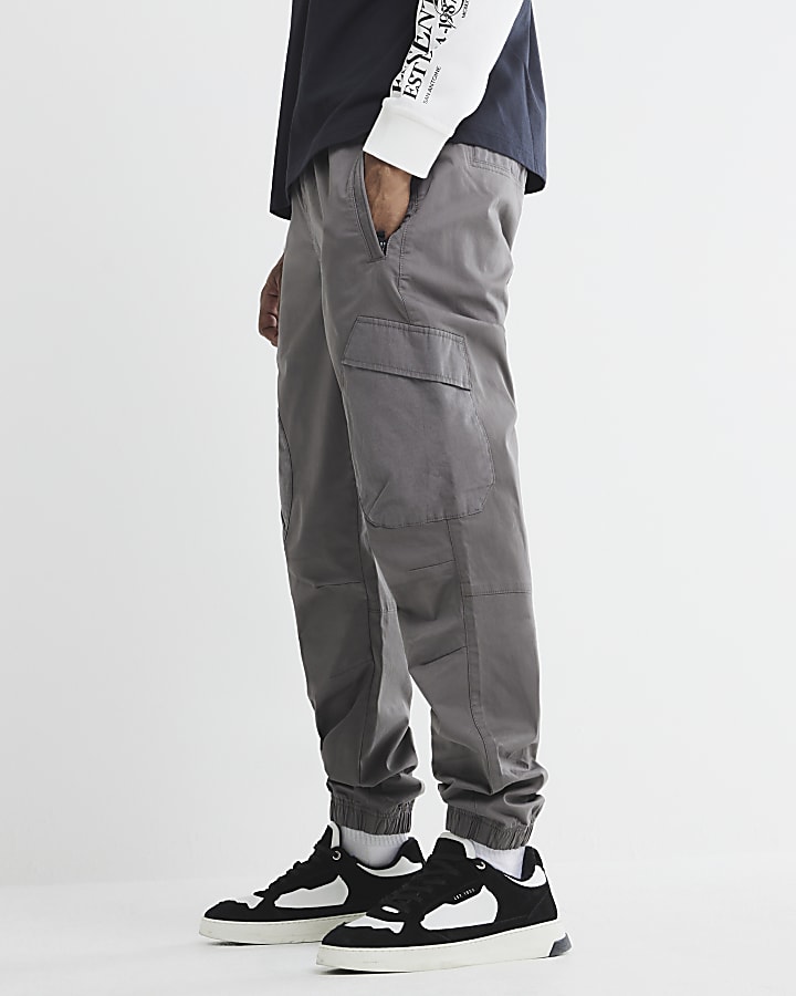 Grey Cuffed Cargo Trousers